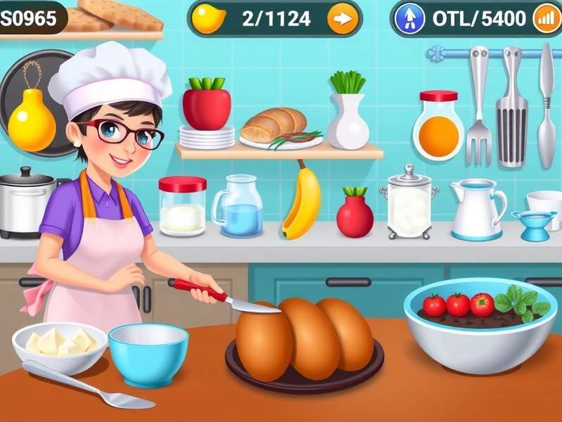 Cooking Fever गेमप्ले दृश्य - रेस्तरां में व्यंजन बनाते हुए