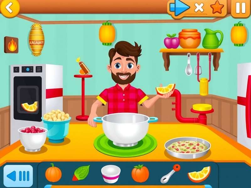 Cooking Fever Gameplay - virtual kitchen with food