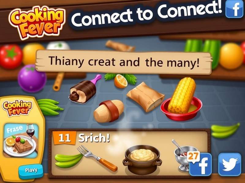 Cooking Fever Facebook Connect Interface