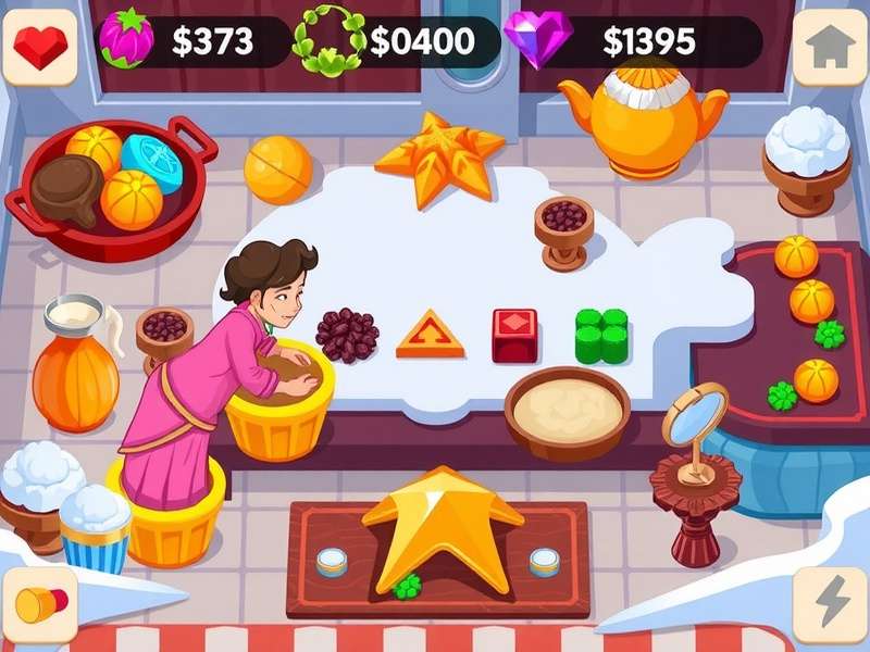 Cooking Fever गेमप्ले स्क्रीनशॉट जिसमें gems दिख रहे हैं