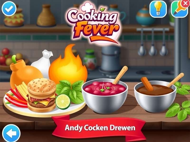 Cooking Fever Mod APK इंटरफ़ेस दिखाता हुआ असीमित संसाधन