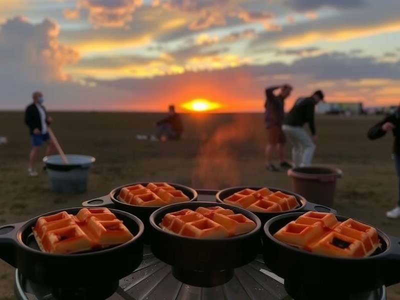 Cooking Fever गेम इंटरफेस दिखाता हुआ वेफल बनाने की प्रक्रिया