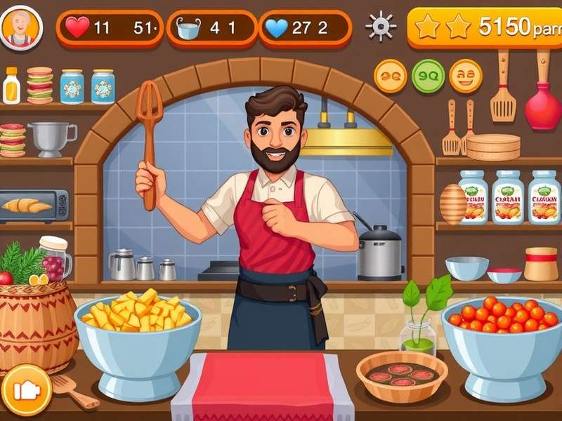 Cooking Fever गेम का मास्टर शेफ इंटरफेस