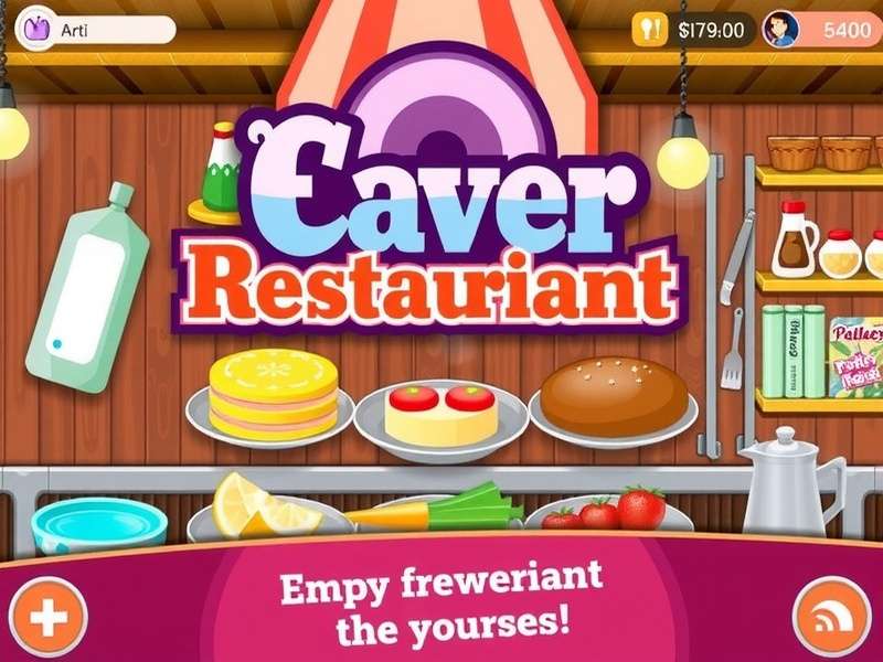 A vibrant collage of Cooking Fever restaurant screens showing fast food, sushi, and bakery scenes