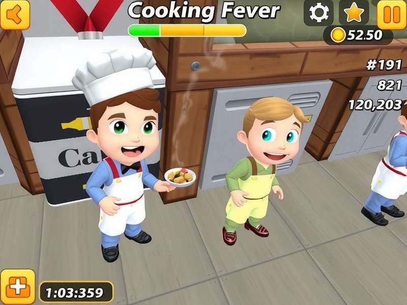 Cooking Fever gameplay walkthrough showing multiple restaurant kitchens