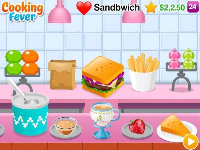 Cooking Fever Sandwich Shop full layout with counters and ingredients