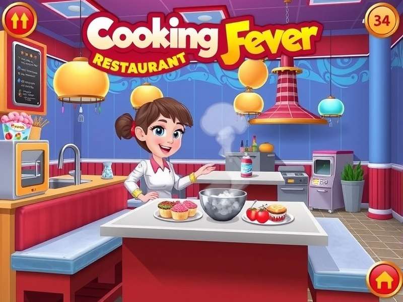 Cooking Fever Mod Gameplay showing unlimited gems and unlocked restaurants
