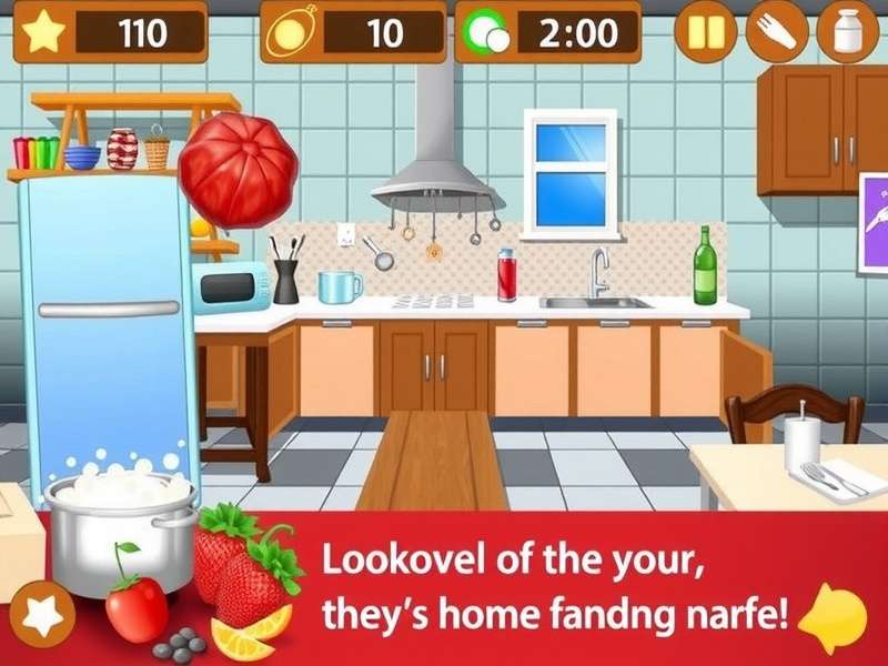 A vibrant virtual kitchen from Cooking Fever with burgers and fries