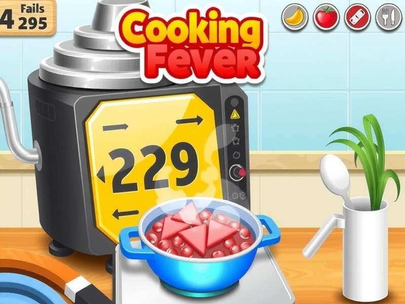 Cooking Fever gameplay showing efficient kitchen layout and fast cooking