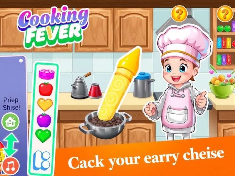 A vibrant spread of virtual food from Cooking Fever including burger, fries, and soda