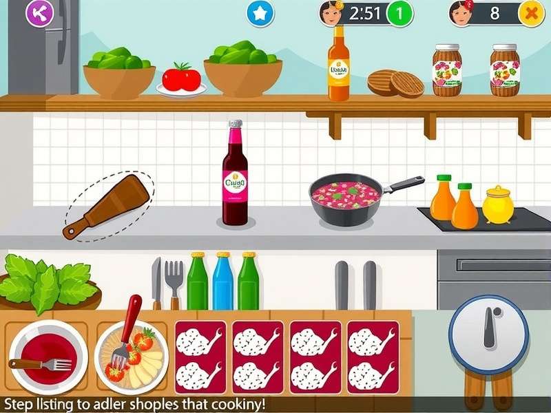 A virtual chef expertly preparing multiple dishes in a bustling kitchen