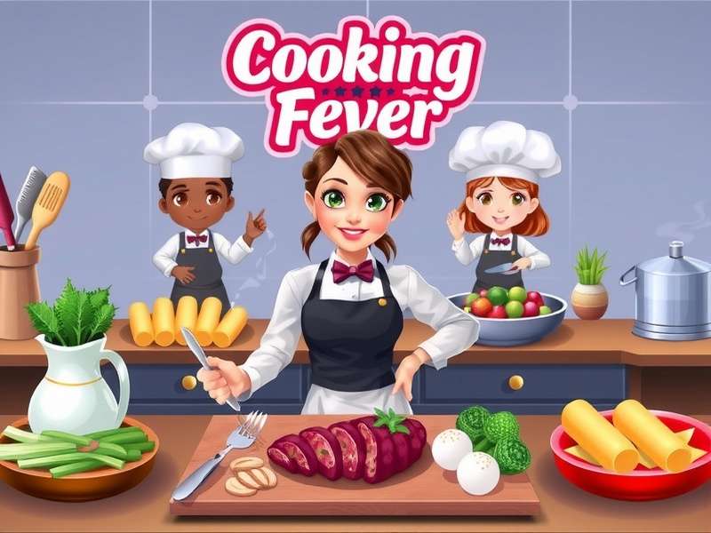 Screenshot of Gourmet Restaurant level in Cooking Fever game showing elegant kitchen and customers
