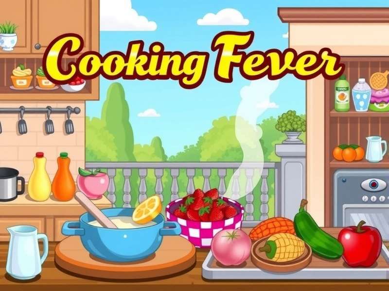 Cooking Fever Levels 1-40 gameplay collage showing fast food, chinese, and beach scenes