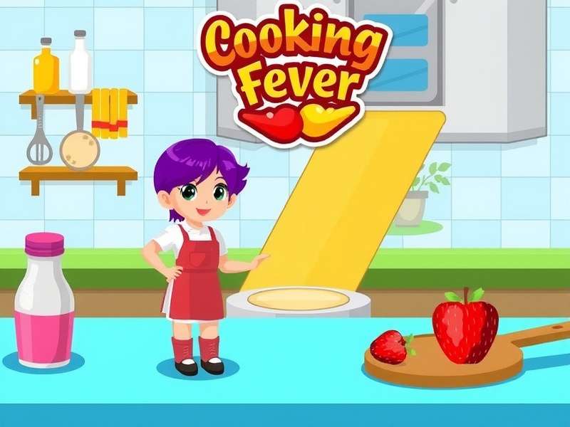 Screenshot of Cooking Fever gameplay showing a busy kitchen and customer orders