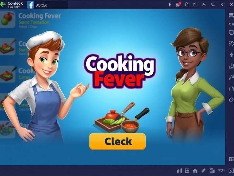 Cooking Fever game connected to Facebook showing profile sync and friend challenges