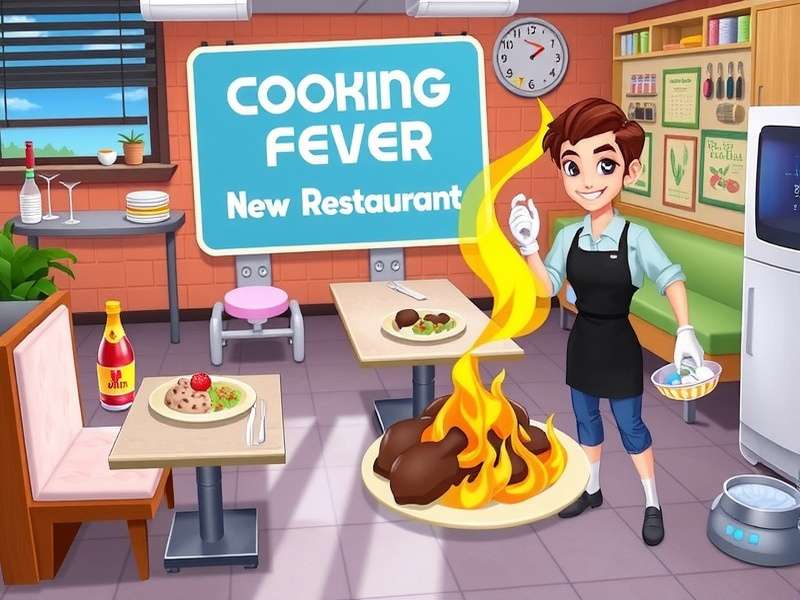 Cooking Fever Game New Restaurant — Spice Bazaar gameplay screenshot showing dual-kitchen stations and Indian dishes