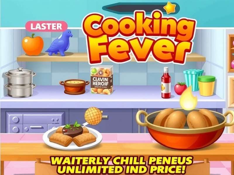 Cooking Fever Mod Apk Offline Unlimited Money And Gems banner showing unlimited gems and unlocked restaurants