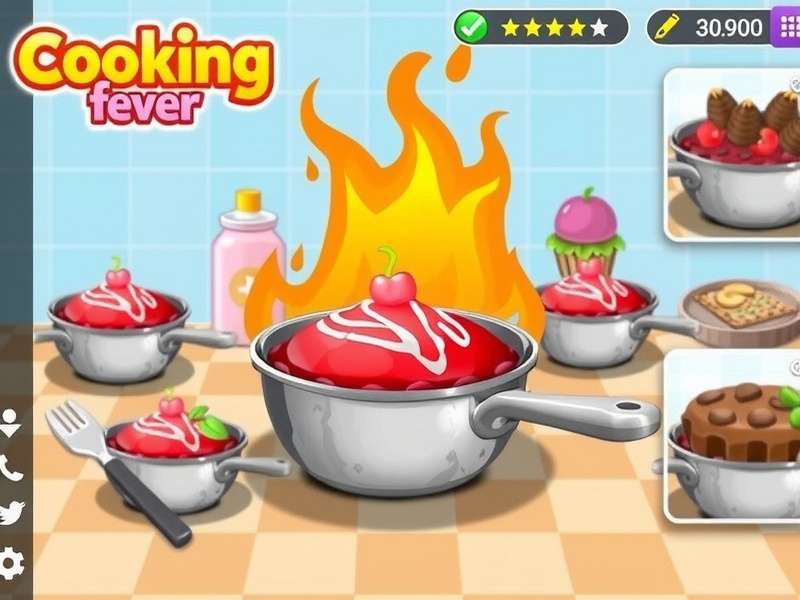 Cooking Fever Mod Apk iOS — Hero banner showing gameplay with unlimited gems and unlocked restaurants